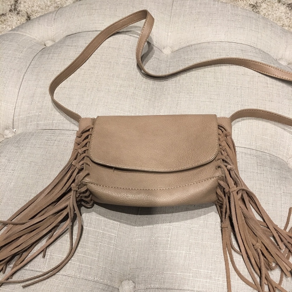 Faux leather fringe purse